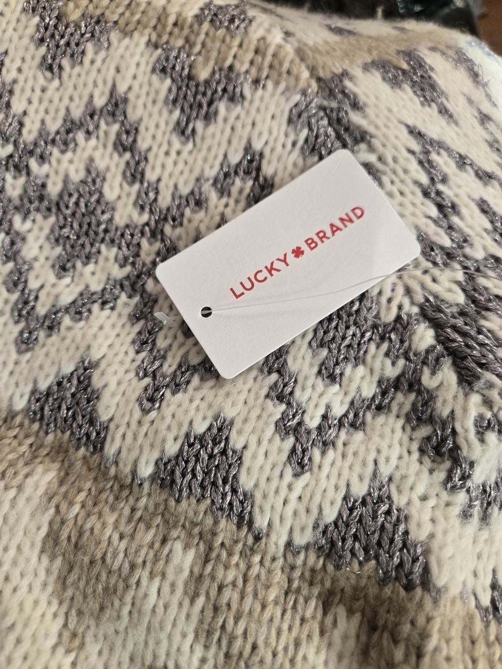 Lucky Brand Fair Isle Turtleneck Sweater in Beige and Cream - Picture 10 of 11